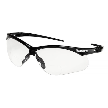 Jackson Safety Safety Glasses, Anti-Scratch, Clear Lens, Black Frame, Half-Frame 50041